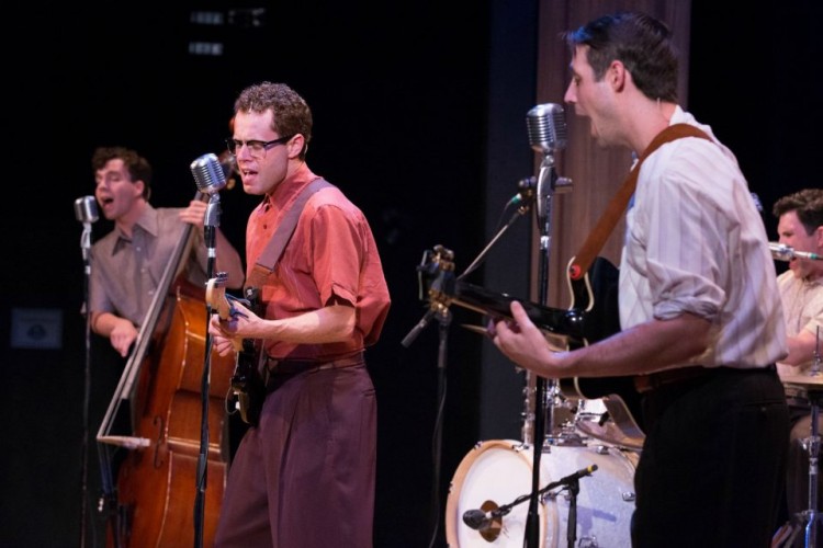 Nathan Carroll and Isaac Bell in Buddy: The Buddy Holly Story. 
Photo by Randy deKleine-Stimpson / ftbd.ca 