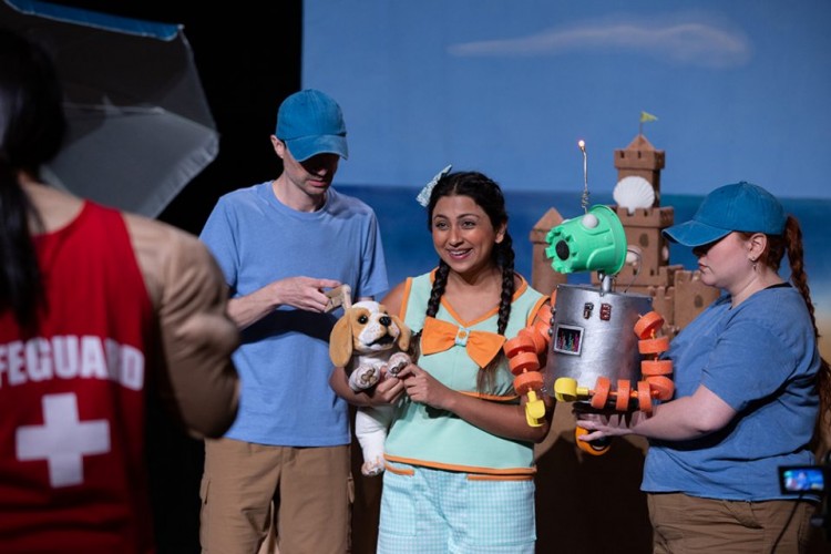 Dhanish Chinniah, Eric Benson, Muhaddisah Batool, and Joey O’Dael in How to Code A Sandcastle. Photo by Randy deKleine-Stimpson. Directed by Dahlia Katz; Assistant Directed by Dhanish Chinniah; Set and props designed by Mark Hunt; Costumes designed by Jayne Christopher. 