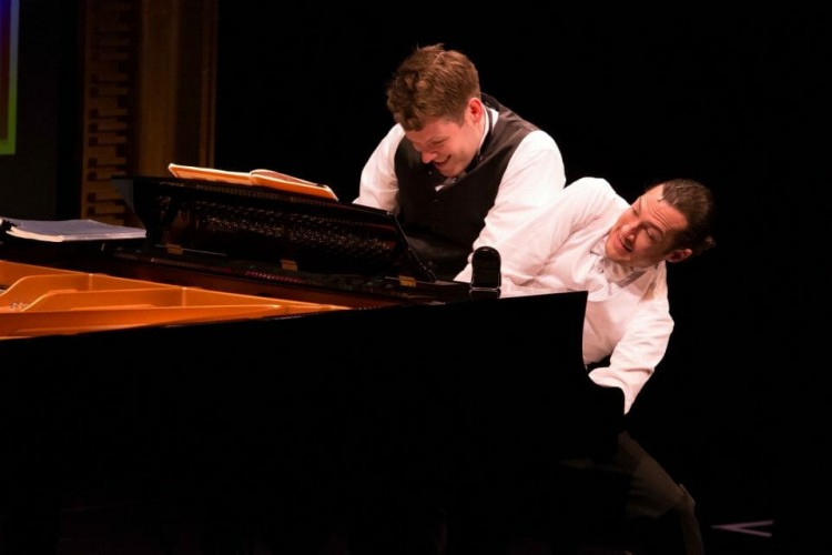 Max Roll and Bryce Kulak in 2 Pianos 4 Hands. Photo by ftbd.ca 