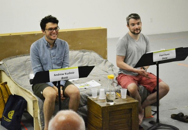 Andrew Kushnir and Paul Dunn rehearse "Bed & Breakfast" (2015). 